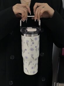 1 cốc giữ nhiệt Purple Tulip Series 900ml/33,44oz, giữ nóng/lạnh, cốc đựng nước dung tích lớn cho ô tô, bình đựng nước có quai xách và ống hút, hai lỗ uống, dùng khi đi du lịch và ngoài trời, cốc tập thể dục và thể thao, đáy phẳng, đồ uống quanh năm, quà tặng ngày lễ cho ngày tựu trường - Nhiều màu - Xem 10
