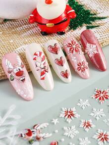 2 miếng dán móng tay hình ông già Noel hoạt hình 5D hình người tuyết bông tuyết nai sừng tấm tình yêu gậy sao động vật mùa đông giáng sinh thiết kế móng tay nghệ thuật thanh trượt trang trí tự làm - Nhiều màu - Xem 5
