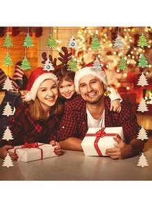 10 件木制迷你圣诞树小吊坠 DIY 木制工艺品圣诞雪人木片家居圣诞树装饰品小吊坠，圣诞节 - 彩色 - 查看 5