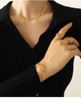 1 pieza Collar de cadena moda de acero inoxidable minimalista para mujeres para vida diaria