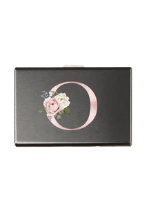 6 个卡槽卡套男士 S 射频识别模块铝合金超薄钱包钱包金粉印花钱包带粉色花卉字母 A-Y 满足日常收纳需求携带方便适合工作购物派对赠送给家人朋友情侣生日礼物纪念品卡夹钱包名片夹信用卡夹