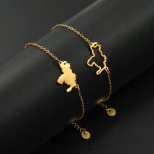 1条18厘米+5厘米地图手链，女士不锈钢饰品 - 彩色 - 查看 8