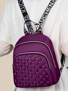 Diamond Check Embroidered Thread Rivet Backpack New Fashion Travel Bag Leisure Large Capacity Backpack [Zipper Direction Random] Christmas Men Bag Vacation Travel Essentials Dad Gifts School Bag Travel Backpack Sports Bag Laptop Bag Holiday Essentials Bag For Men Camping Bags Summer Back To School Beach Bag Beach Laptop Case The Sporty Life Summer Bag Spring Break Bag Pack Backpacks Travel Must Haves Large Bag School Supplies School Backpack