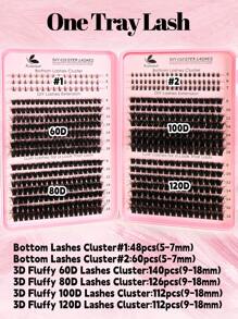 Extensiones de pestañas de racimo indivuales, 620 piezas de racimos con pestañas esponjosas de 120D/100D/80D/T50, kit de racimos con pestañas gruesas y suaves de mink falso, rizo D en tamaños de 9MM/10MM/12MM/14MM/16MM/18MM para extensiones de pestañas dramáticas, maquillaje para bodas, herramientas de pestañas postizas en color negro. El kit incluye pestañas de racimo individuales en gran capacidad, con rizo D y raíz negra, rizan las pestañas para un volumen máximo y son fáciles de aplicar en casa.