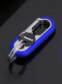 1pc Stainless Steel Car Key Chain, Creative Car Key Accessories, Double Ring Key Chain, Anti-Lost Key Chain, Universal Car Key Ring Pendant - A - View 3