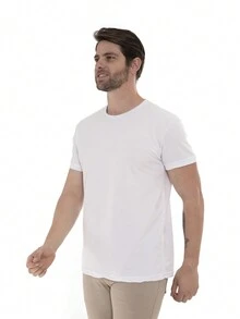 Kit Of 3 Men's T-Shirts 100% Cotton 3 Assorted Colors Casual Blouse Summer Winter - 彩色 - 查看 9