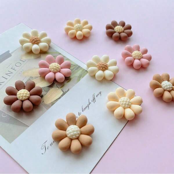 10pcs Refrigerator Magnets, Flower Fridge Magnets, Kawaii Decorative Magnets, Personalized Fridge Magnet For Kitchen Office Whiteboard Locker Cabinet And Dishwasher, Kitchen Decoration, Home Decoration