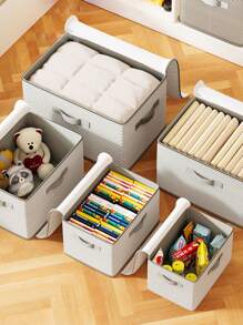 Large Capacity Fabric Storage Box With Lid For Home, Foldable Wardrobe Organizer For Clothes And Blankets - Multicolor - View 4