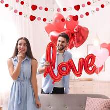 Bộ 7 quả bóng bay và 400 cánh hoa hồng giả, bóng bay chữ "Love" màu đỏ, bóng bay "I Love You", bóng bay hình trái tim 18 inch, bóng bay trái tim màu đỏ, cánh hoa hồng, thích hợp cho cầu hôn, đám cưới, trang trí kỷ niệm, tiệc Valentine. - Nhiều màu - Xem 6