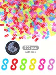 500/1000 Pcs S Clips Rubber Band Clips, Loom Rubber Band Clips Plastic Band Clips Connectors Refills Bracelet Kit Clip For Loom Bracelets DIY Making Refill Kitloom Bands,Sewing Kit,Loom Band Kit,Toddler Craft,Kids Bracelet Making Set,Bracelet Loom,Loom Bands>Set,Rubber Band,Darning Loom - Multicolor - View 14