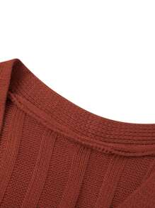 Female Cardigan, Solid Color Long Sleeve Sweater Knitted Coat With Pockets For Spring Fall, S/M/L - 酒紅色 - 查看 8