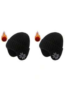 1pc Or 2pcs Unisex Solid Color Knit Beanie Hat, Warm Earflap Hat Suitable For Autumn/Winter Daily Use, Outdoor Travel, Hiking, Skiing, Cycling, Climbing Winter Gear Valentines Gift - Style H - View 8