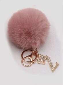 Sparkling Rhinestone Letters A-Z Keychain With Cute Plush Lucky Crystal Pendant Shiny Alloy Pendant Perfect For Bags And Backpacks - Perfect For Birthdays And Special Occasions Christmas Gifts Gift Thanksgiving