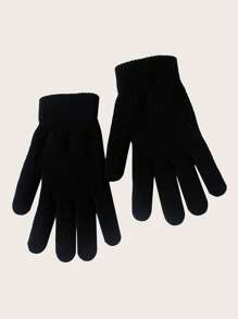 1pair Solid Color Thermal Lined Thickened Full Finger Knitted Gloves, Ultra Warm, Soft, And Windproof For Autumn And Winter Cycling, Driving, And Outdoor Activities, Ideal Gift Choice