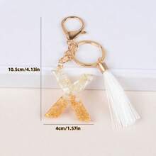 1 pieza Llavero con letra de lámina de oro, gota de cristal y borla, llavero de moda - Multicolor - Ver 8