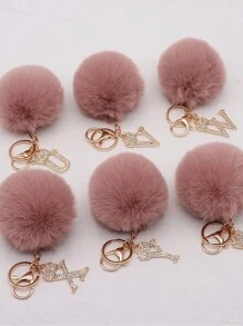 Sparkling Rhinestone Letters A-Z Keychain With Cute Plush Lucky Crystal Pendant Shiny Alloy Pendant Perfect For Bags And Backpacks - Perfect For Birthdays And Special Occasions Christmas Gifts Gift Thanksgiving