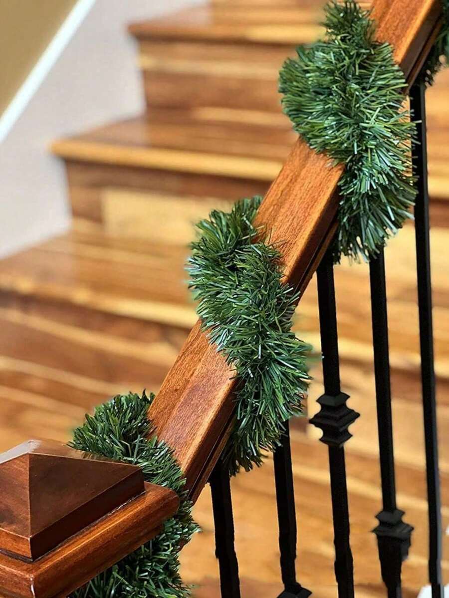 16 Ft Garland For Christmas Decorations, Non-Lit Green Soft Christmas Garland For Outdoor Or Indoor Use, Artificial Greenery Garland For Holiday Home Stairs Fireplaces Decor - 樣式1 - 查看 1