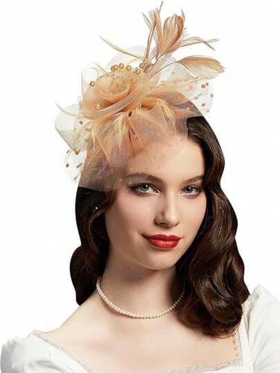 1pc Women's Tea Party Headpiece Hat, Mesh & Satin Ribbon Kentucky Derby Hat, Suitable For Girls & Ladies, Hair Accessory Mini Hat, Petite & Elegant Fascinator, Mini High Top Hat, Mini Visor Hat, School Supplies, Gift, Wedding,Summer,Beach