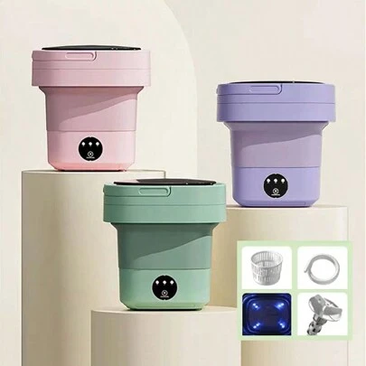 1pc 7L Lavadora Portátil, Mini Lavadora Plegable de con Tubo de Agua Lavadora de Limpieza Profunda y Centrifugado en Seco para Quickly Wash & Dehydrate Underwear,Dormitorio, Camping, RV Lavandería de Viaje