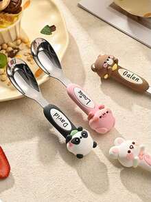 1 件个性化 316 不锈钢儿童姓名安全餐具套装、定制餐具套装、定制儿童姓名勺子、叉子、刀子、茶匙、汤匙、幼儿餐具、定制可爱熊组餐具套装、定制婴儿训练勺、儿童创意餐具套装、生日纪念礼物、儿童礼物、礼物、万圣节礼物、派对礼物、婚礼、生日、派对、勺子、刀子、叉子带自定义名称、冬夜礼物返校冬季礼物创意男孩女孩情人节 - 彩色 - 查看 6