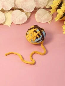 Juguete para mascotas para gatos, colorida bola de hilo tejida a mano con cascabel, solo para uso de mascotas