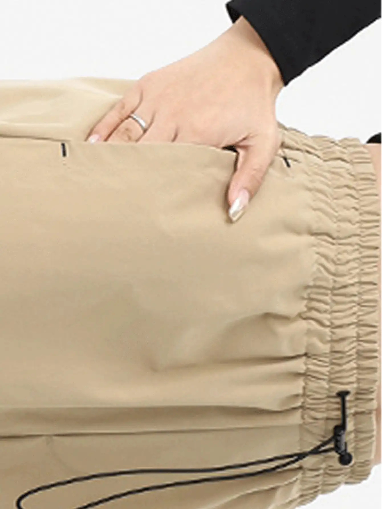 Women's Casual Outdoor Waterproof Softshell Pants, Wide Leg Loose Fit Hiking Trousers, Spring And Autumn - Apricot - View 3