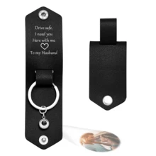 定制投影照片钥匙扣，带雕刻文字，PU皮革钥匙扣，适合圣诞节礼物和珠宝首饰 - Color - 查看 2