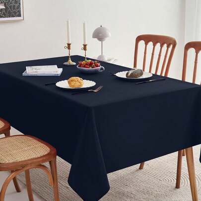 1 块海军蓝纯色涤纶桌布，适合婚礼、生日派对、家居装饰、户外