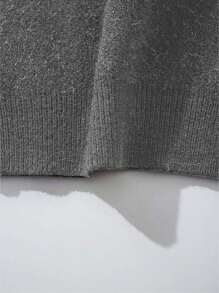 Autumn/Winter New Arrival Letter Patchwork Black Knitted Sweater, Unisex Crew Neck Pullover - Grey - View 11