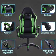 CLIPOP Gaming Chair, Ergonomic Computer Swivel Chair With Headrest And Lumbar Support, Tilt And Lock Function, Height Adjustable, Swivel Chair, High Back, Racing Chair