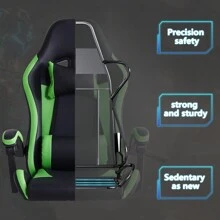 CLIPOP Gaming Chair, Ergonomic Computer Swivel Chair With Headrest And Lumbar Support, Tilt And Lock Function, Height Adjustable, Swivel Chair, High Back, Racing Chair