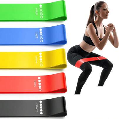 1/5 件 TPE 阻力带、厚瑜伽锻炼弹力带、橡胶臀肌训练带，用于塑身和肌肉训练健身房配件、运动、健身房、家庭锻炼、健身带、阻力带