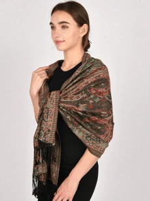 1pc Paisley Pattern Tassel Detail Scarf Shawl - A - View 14