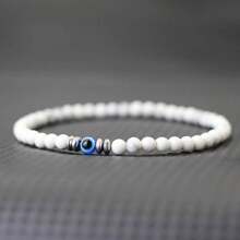 1 pezzo Braccialetto con perline piccole da 4 mm in turchese,onice,ossidiana e occhio del diavolo, braccialetto da uomo fatto a mano, portafortuna, amicizia, gioielli con occhi blu