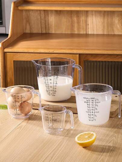 3pcs/1pc Set Transparent Measurement Cups, 150ml, 300ml, 600ml, Coffee, Baking, Commercial & Household, Marked Scale, Large Capacity, Heat Resistant, Flour Measuring Tool, Milk Tea