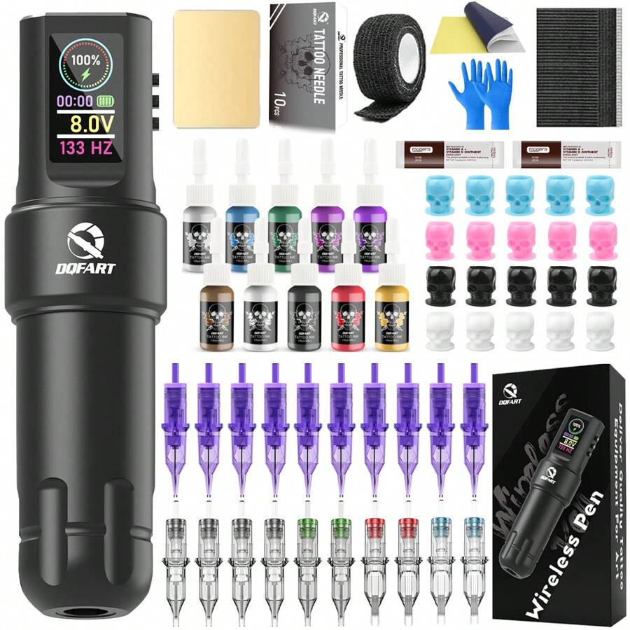 DQFART DQFART Tattoo Gun Kit, Tattoo Pen Kit With 20 Tattoo Needles