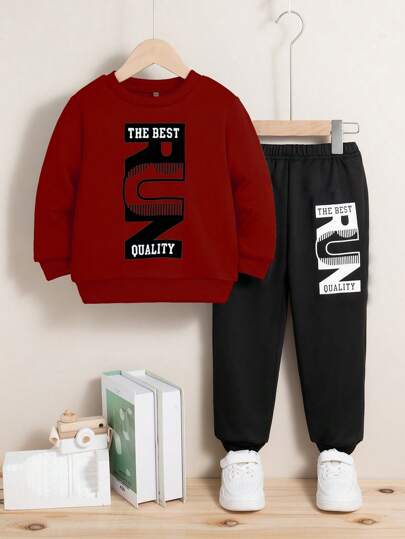 男童休闲羊毛运动衫套装，秋冬