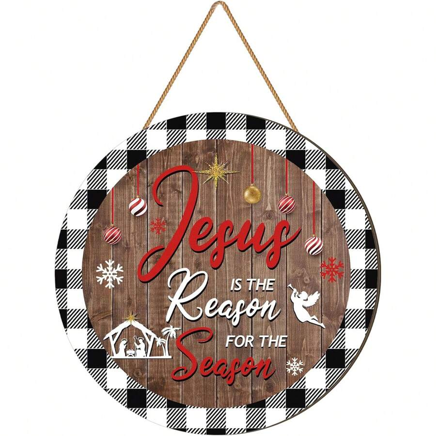 Vòng hoa cửa gỗ Chúa Jesus là lý do cho danh sách cửa mùa Chúa Jesus là lý do cho danh sách cửa mùa Trang trí cửa trước tường, trang trí nhà, trang trí phòng, trang trí tường - Nhiều màu - Xem 1