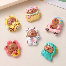 10 / 套混合可爱卡通动物系列兔子小熊猫狗圣诞风格 DIY 奶油凝胶手机壳、钥匙链、发夹、挂绳、树脂首饰配件 - 彩色 - 查看 3