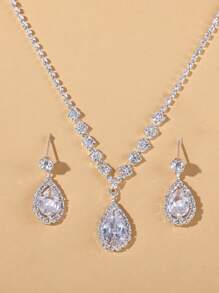 Set de joyería de 3 piezas con cúbicos de zirconia con decoración de gota de agua