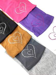 1 Băng đô thun hình trái tim đính đá pha lê màu trơn dùng cho mùa đông dành cho nữ, thích hợp để tập thể dục, chống trượt, thoáng khí, dây buộc tóc thể thao co giãn' - Nhiều màu - Xem 8