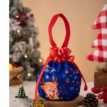 1pc Christmas Drawstring Gift Bag, Christmas Candy Bag, Packaging Bag, Gift Bag, Ideal For Wrapping Birthday, Holiday Party Gifts - Multicolor - View 12