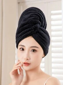 1件快乾纖維髮巾女用 - 長髮快乾髮巾、髮飾與浴巾套組，適用厚實捲髮 - 超柔軟彈性帶大號纖維髮巾，防毛躁快乾髮巾 | 超強吸水 | 適用濕髮、捲髮、長髮與厚髮的快乾髮巾，可展開成浴巾用於護膚，母親節送給母親的禮物 - 黑色 - 查看 4