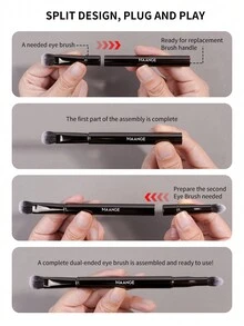 MAANGE Professional Eye Makeup Brush Set, Detachable Replaceable Brush Heads, Portable Eye Makeup Brush Case, Includes Eyeshadow Brush, Eyebrow Brush, Eyeliner Brush, Contour Brush, Soft Fiber Material, Convenient To Carry, Travel Essential, Ideal Gift For Women And Girls - 黑色 - 查看 6