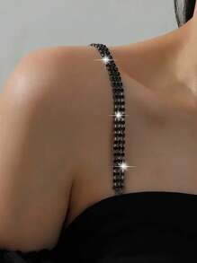 2pcs/Pair Rhinestone Studded Women's Adjustable Shoulder Bra Straps Metal Back Brassiere Strap, For Rave - Multicolor - View 7