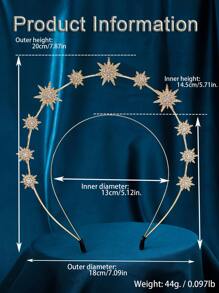1件装女士时尚奢华太阳女神弹力发箍公主皇冠发饰，适合派对和情人节配饰 - 金色 - 查看 12