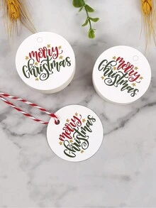100 piezas/Set Etiquetas de regalo de Navidad, Etiquetas Feliz Navidad, Etiquetas de papel para empaquetar regalos de oficina, Regalos navideños y pequeños regalos para fiestas, Día de San Valentín