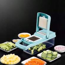 Bộ 14 dụng cụ cắt rau củ quả đa năng, bao gồm lưỡi cắt để cắt lát, thái sợi, sử dụng trong nhà và ngoài trời - Nhiều màu - Xem 8