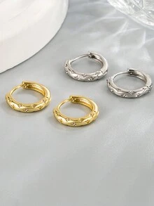 1 对简约精致水晶镶嵌四角星耳环，时尚百搭的设计 - 圓圈 - 查看 1