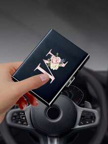 6 个卡槽卡套男士 S 射频识别模块铝合金超薄钱包钱包金粉印花钱包带粉色花卉字母 A-Y 满足日常收纳需求携带方便适合工作购物派对赠送给家人朋友情侣生日礼物纪念品卡夹钱包名片夹信用卡夹